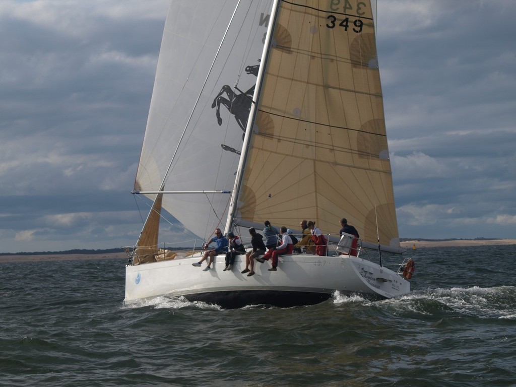 IRC Division 1 leader, Schouten Passage, reaching back into Newcastle harbour - Sydney Seaplanes NCYC Inner Spring Regatta. Photo: Mic Eggleston © Richard Howard